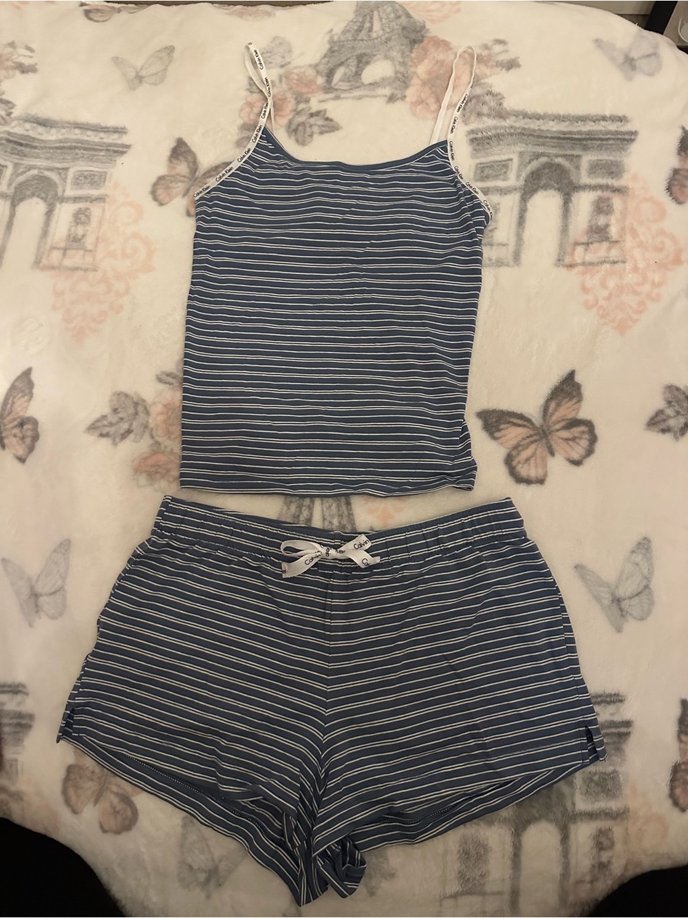 Calvin Klein Navy & White Striped Cami and Short Sleep Set